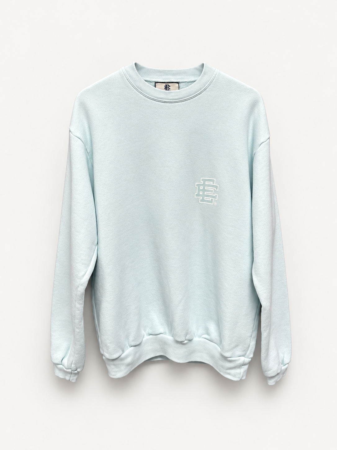 Eric Emanuel EE Blue Crewneck studio view.