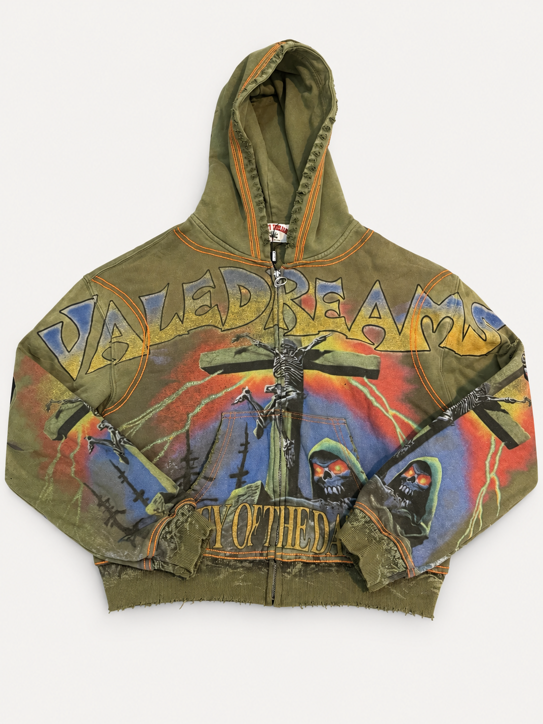 Vale Forever Cross Fire Green Zip Hoodie