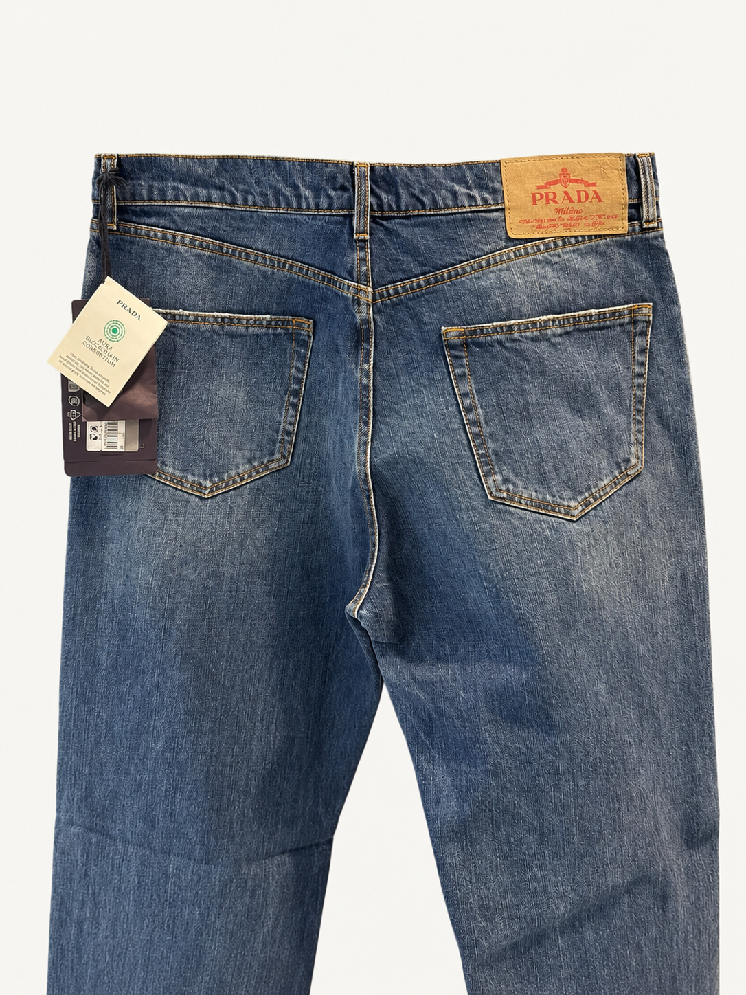 Rear waistband and pockets detail studio view.