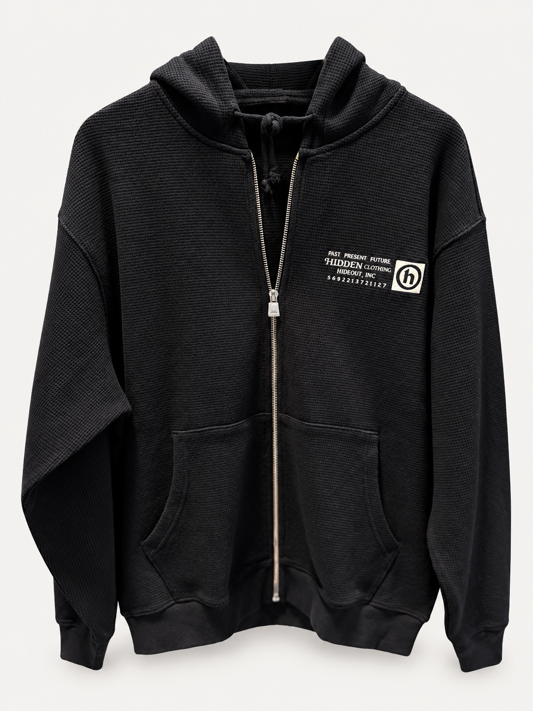 Hidden NY Vintage Wash Black Zip Hoodie