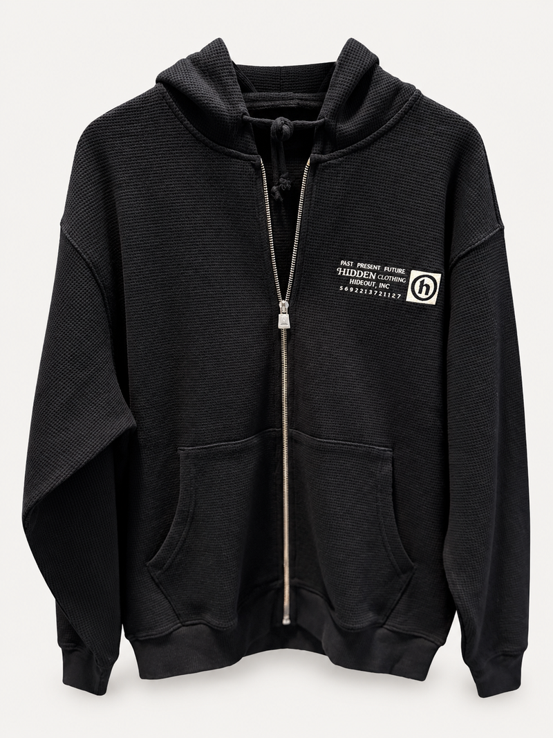 Hidden NY Vintage Wash Black Zip Hoodie