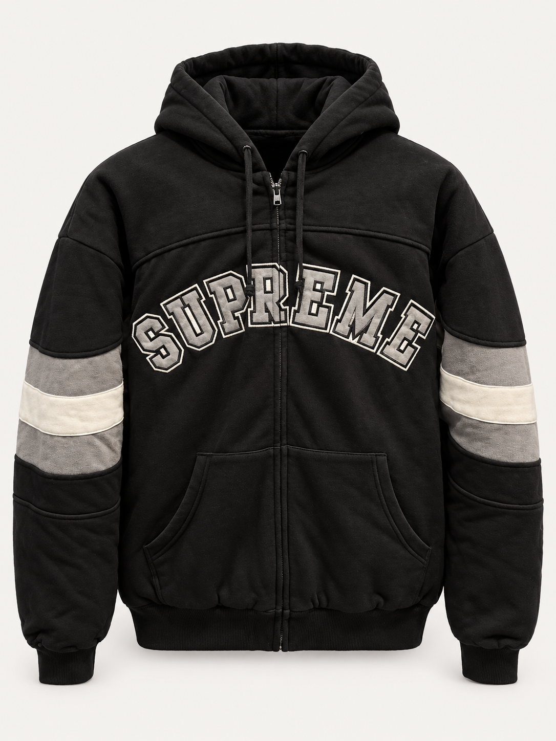 Supreme Puffy Filled Black Zip Hoodie SS26