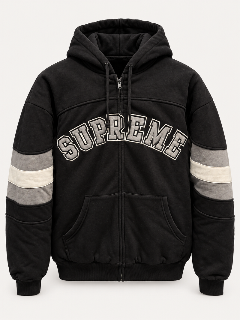 Supreme Puffy Filled Black Zip Hoodie SS26