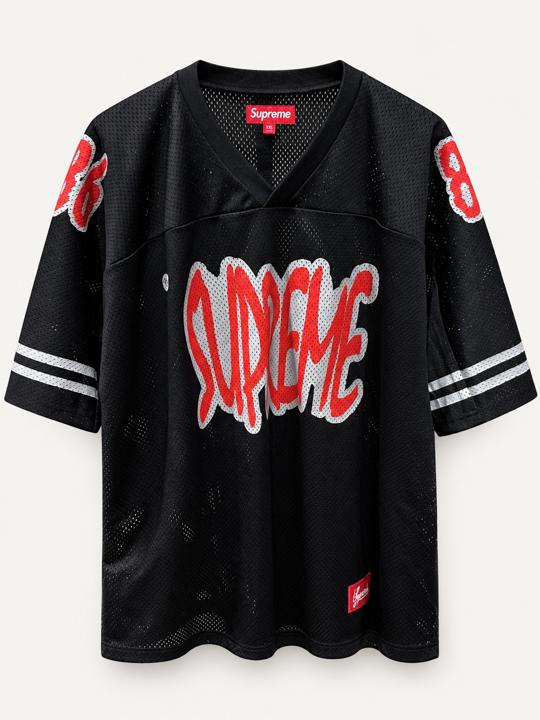 Supreme Reflective Black Red Football Jersey