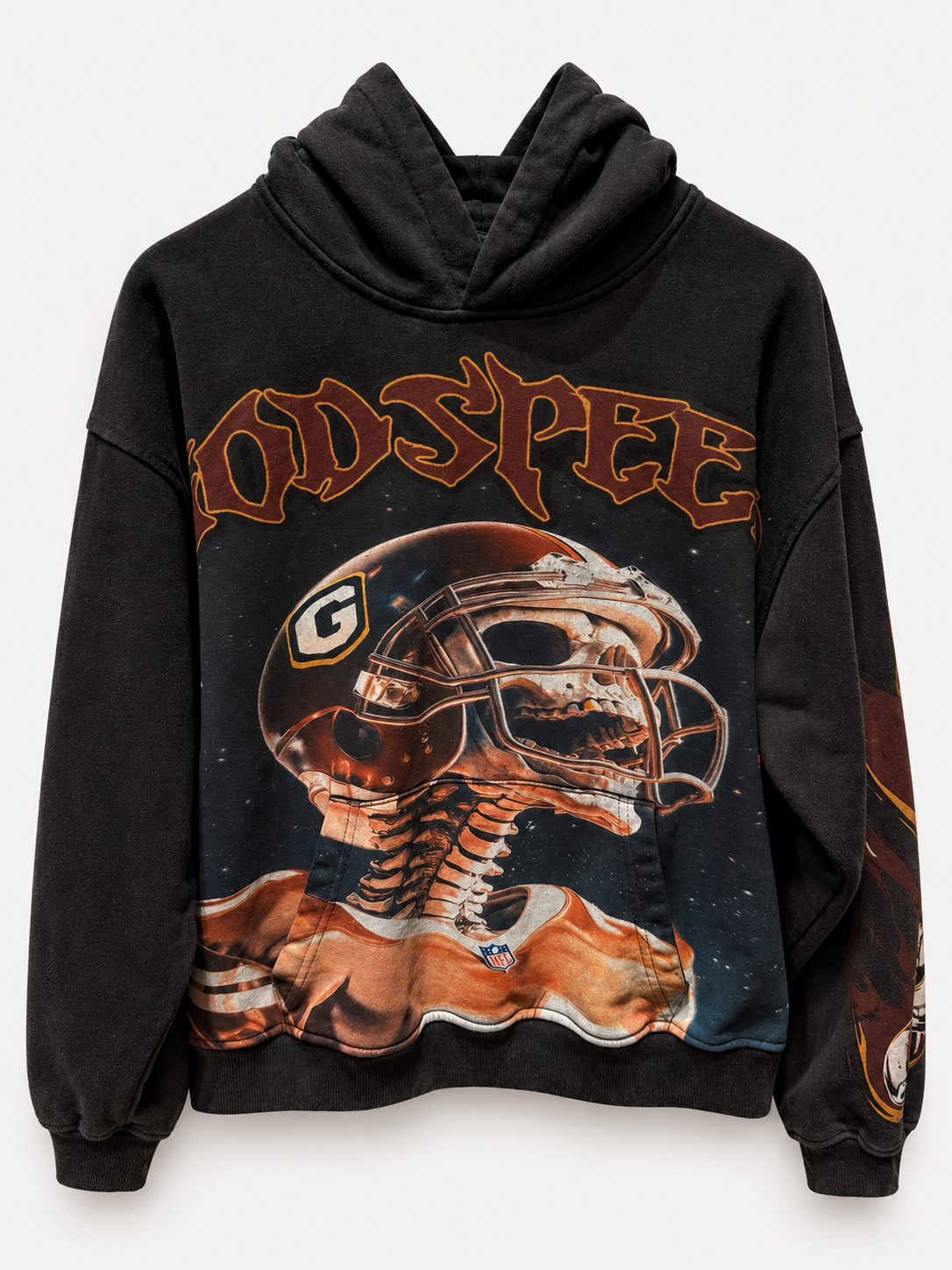 Godspeed Football Helmet Washed Black Hoodie