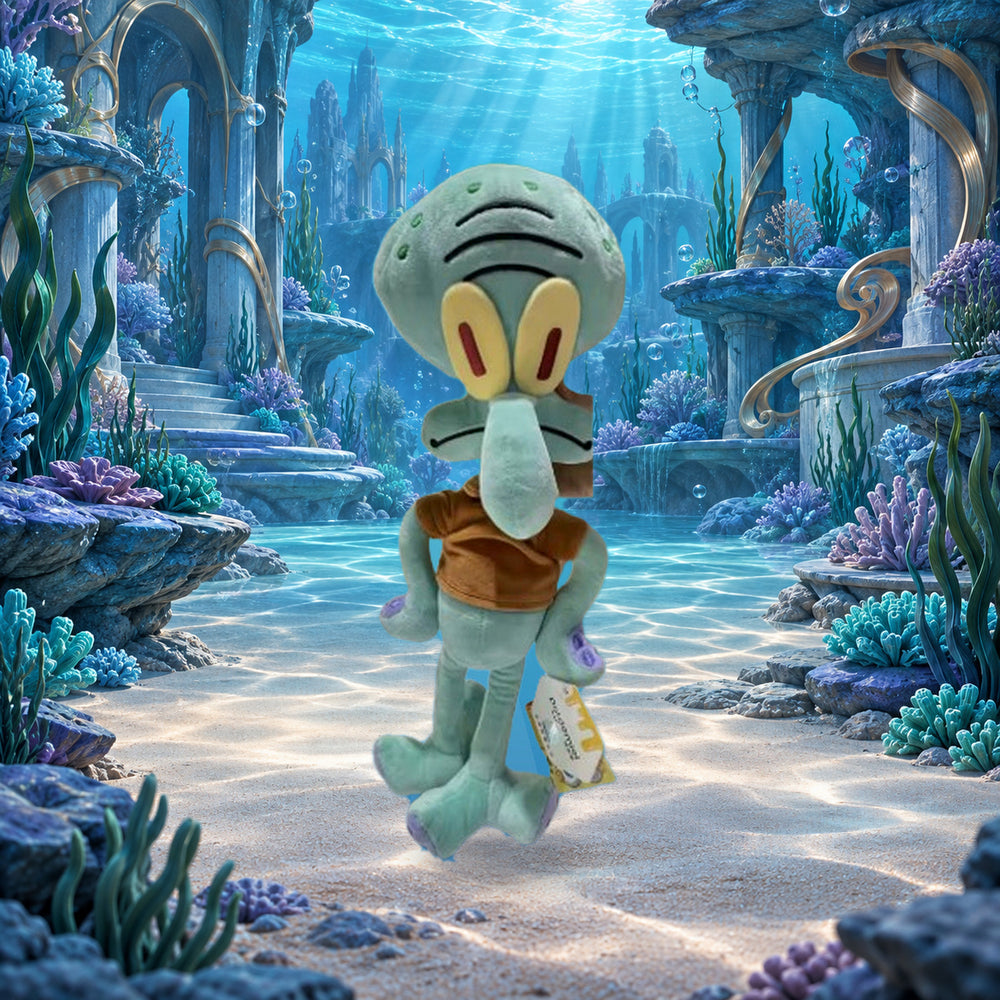Squidward Plush on premium underwater background