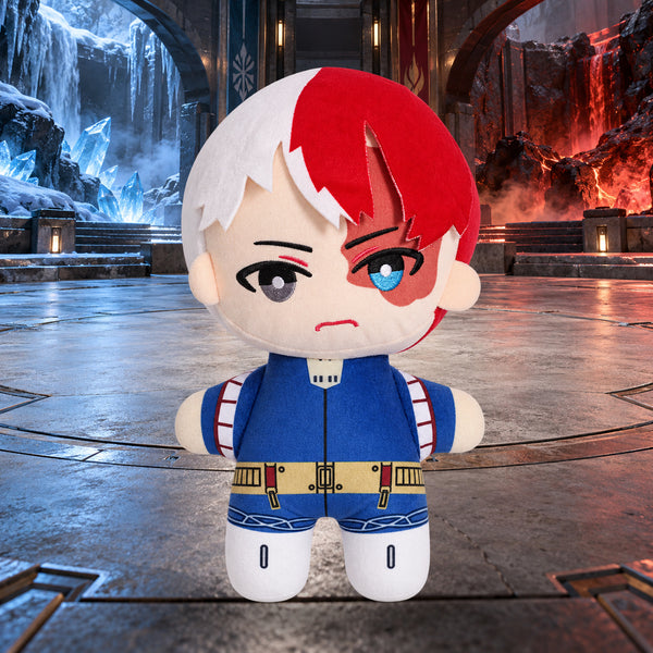 Todoroki 25 cm plush in a realistic ice and fire hero training arena