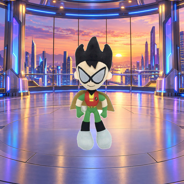Robin Plush on a clean futuristic tower background