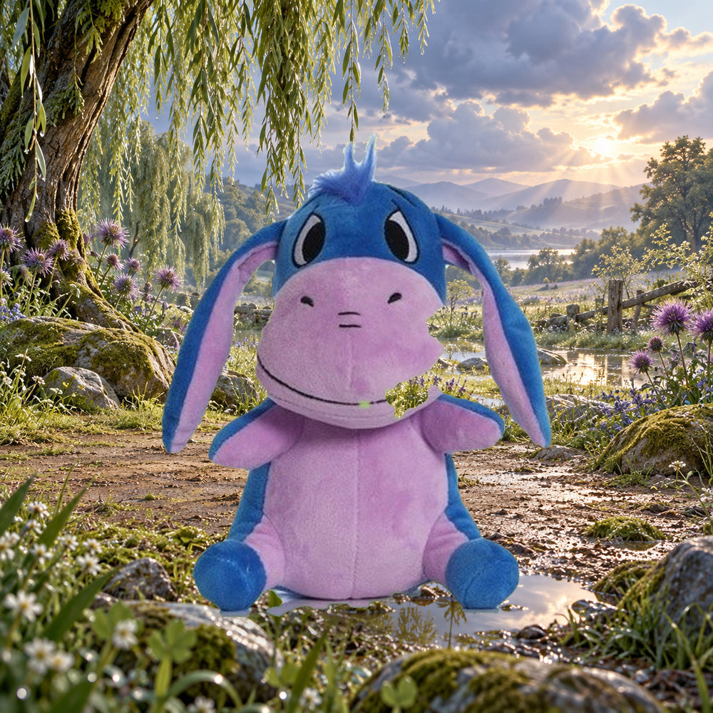 Eeyore Plush on premium storybook woodland background