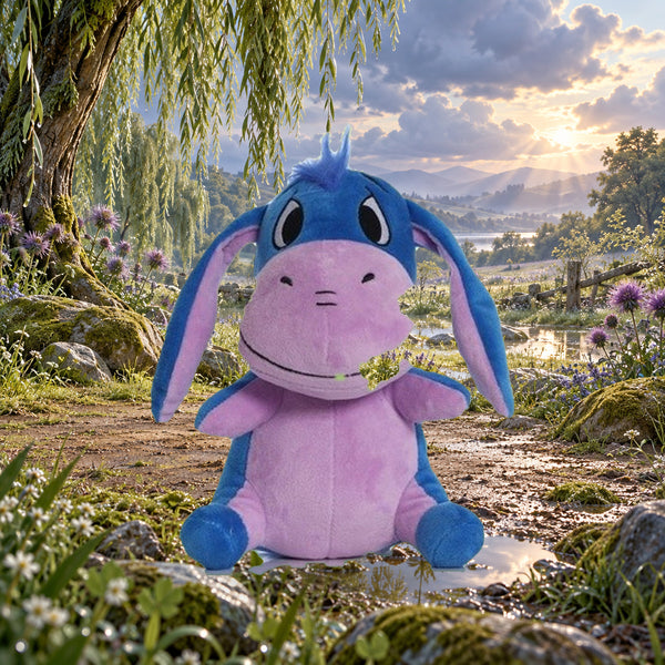 Eeyore Plush on premium storybook woodland background