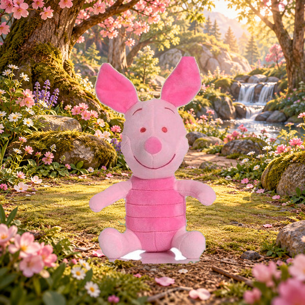 Piglet Plush on premium storybook woodland background